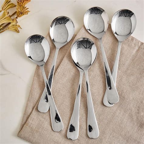 Buy Glister Rosemary Set of 6 Stainless Steel Soup Spoons from Home ...