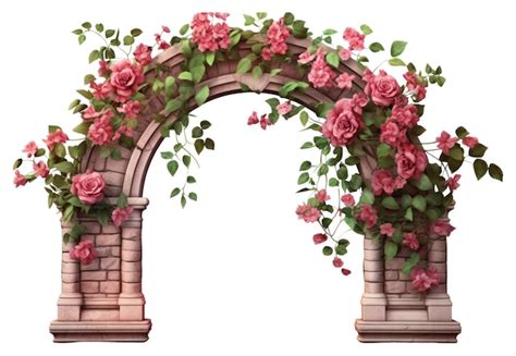 Png brick wall flower arch architecture | Premium AI-generated image