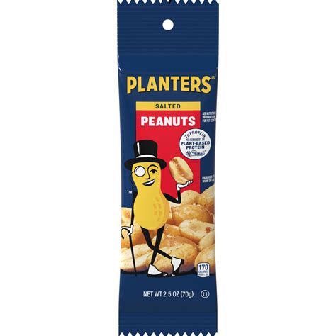 PLANTERS Salted Peanuts, Party Snacks, Plant Based Protein, 2.5 oz Bag ...