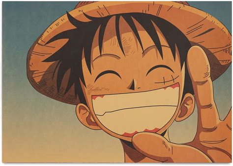 Buy Japanese Anime Poster One Piece Poster Retro Luffy Smile Face Anime ...