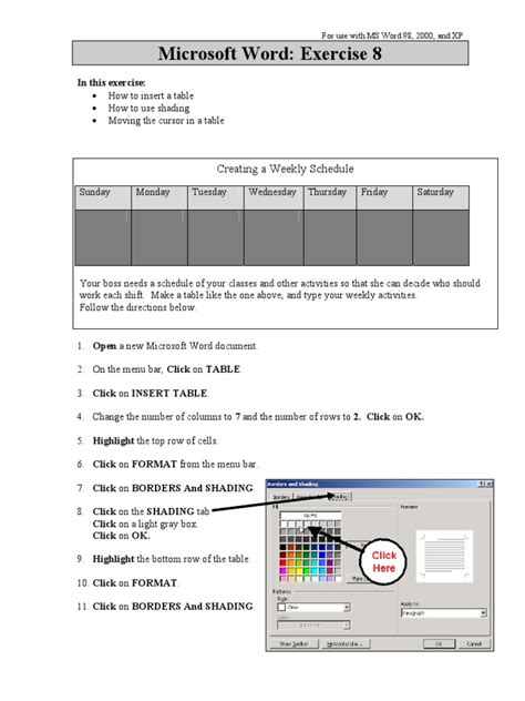 MS Word Table Exercise 的图像结果