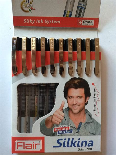 Flair Silkina Black Ball Pen with Display Card(Pack of 10 Pens ...