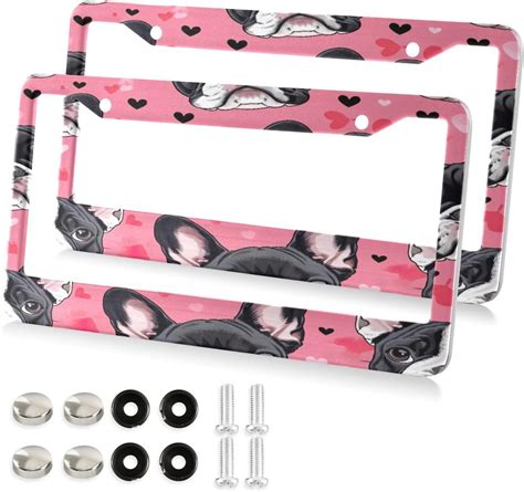 Coolnut Cute Bulldog License Plate Frames 2 Packs,License Plate Covers ...