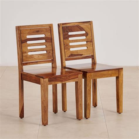 Buy (Refurbished) Adana Set of 2 Sheesham Wood Dining Chairs - Brown ...