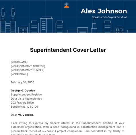 Free Superintendent Cover Letter Template to Edit Online