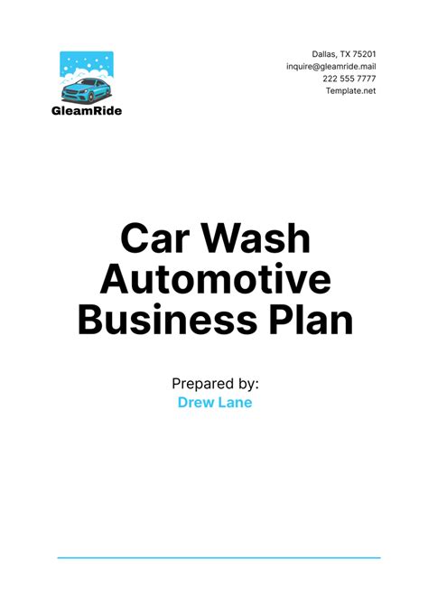Free Car Wash Business Plan Templates, Editable and Printable