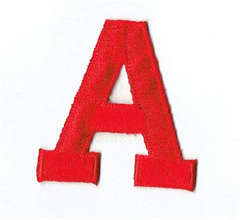 Alphabet Letter - A - Color Red - 2" Block Style - Iron On Embroidered ...