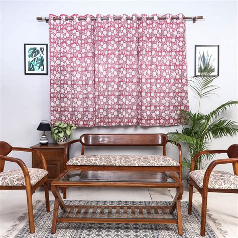 Buy Sanganeri Block Printed Cotton Window Curtain (5 x 3 Feet) (Single ...