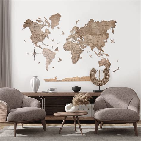 Metal And Wood World Map Wall Art at Pauline Dane blog