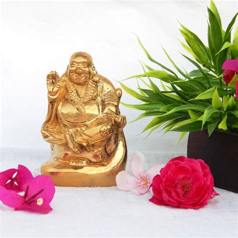 Buy ecofynd 100% Pure Brass Laughing Buddha Idol Murti Statue (Small ...