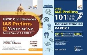 UPSC Civil Sercices IAS Prelims 12 Year-Wise Solved Papers 1 & 2 (2022 ...