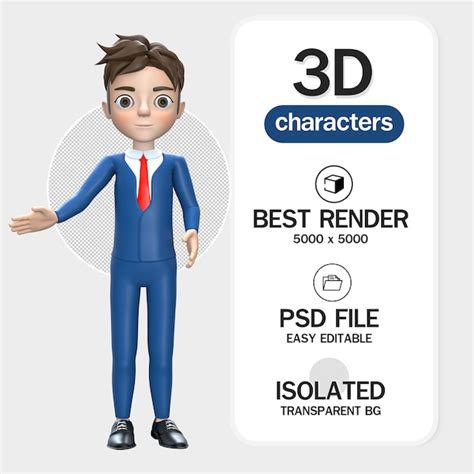 Empresário apontando os dedos para a direita mostrando a renderização ...