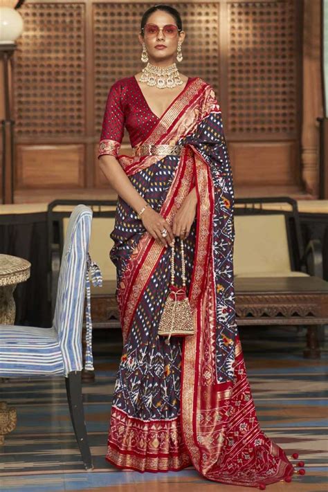 Buy Silk Fabric Dark Beige Color Function Wear Attractive Patola Style ...