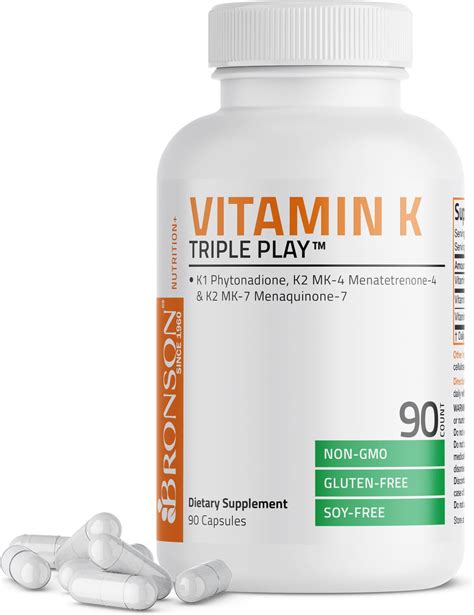 Amazon.com: Bronson Vitamin K Triple Play (Vitamin K2 MK7 / Vitamin K2 MK4 / Vitamin K1) Full ...