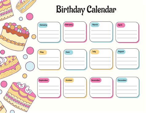 20 Free Birthday Calendar Templates (100% Editable)