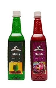 PREM EATACY Homemade Khus Sharbat & Rose Sharbat - 750 ml each (Combo ...