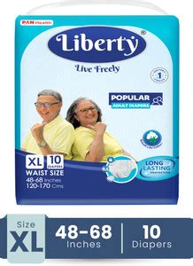 Liberty Popular Tape Adult Diapers,Waist Size (48-68 inches), 10 pieces ...