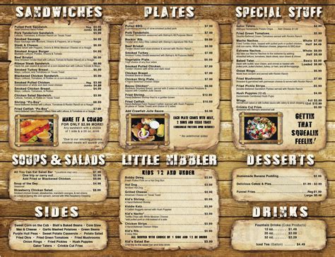 Bishop's BBQ Grill menu in Tupelo, Mississippi, USA