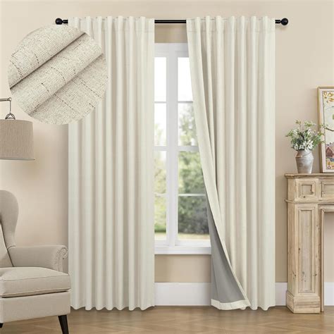 Amazon.com: Black Out Burlap Curtains 63 Inch Long Faux Linen Farmhouse ...