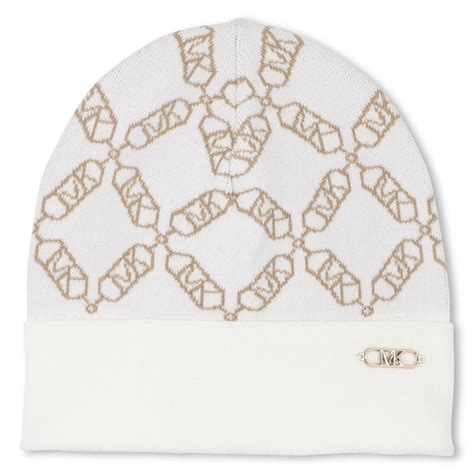 Girls Cream Knitted All-Over Logo-Print Caps – Little Tags Luxury