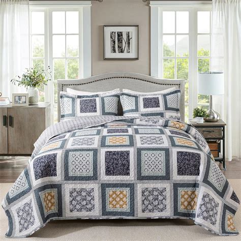 HoneiLife Quilt Sets King Size - 3 Pieces Microfiber Bedspreads ...