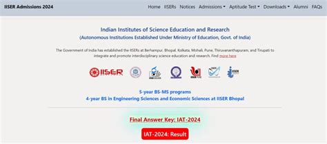 IISER IAT Result 2024 Out, Download IAT Scorecard at iiseradmission.in