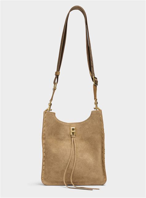 Rebecca Minkoff Darren Studded Suede Crossbody Bag In Honey/camel ...