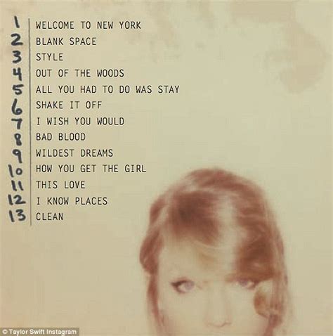 Taylor Swift releases tracklist for 1989 album | Daily Mail Online