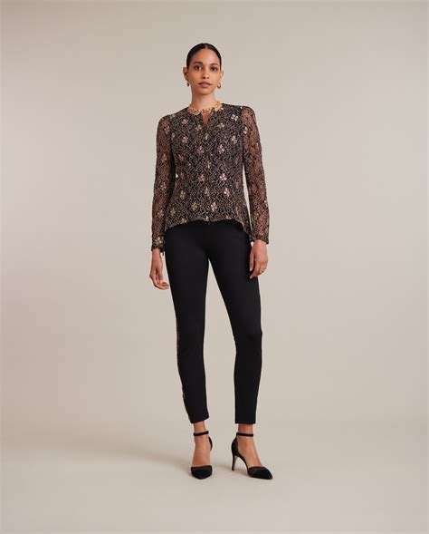 LEONELLE Black Lace Jacket With Round Neck & Peplum Finish: Women's ...