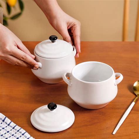 Set Of 2 White Amara Ceramic Soup Bowl 450ml Online - Premium Soup Bowl ...