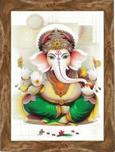 Indianara Lord Ganesha Painting (4327WNT) -Synthetic Fame, 10 x 13 Inch ...