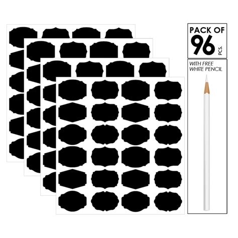 SWASUM Pack of 96 Waterproof Black Geometric Stickers for Kitchen ...