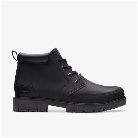 Mens Rossdale Mid Black Leather Ankle Boots | Clarks UK