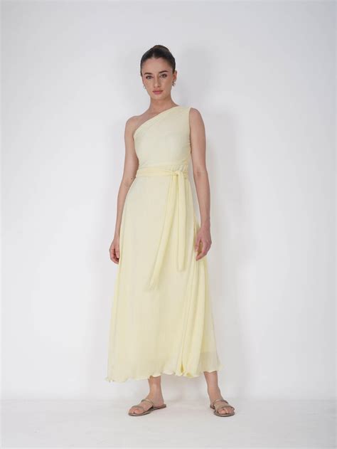 Yellow One-Shoulder Maxi Dress - Sun Dress (Butter)