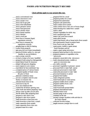 Fillable Online shawano uwex FOODS AND NUTRITION PROJECT RECORD ...