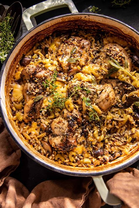 One Pan Roasted Herb Chicken and Wild Rice. - Half Baked Harvest