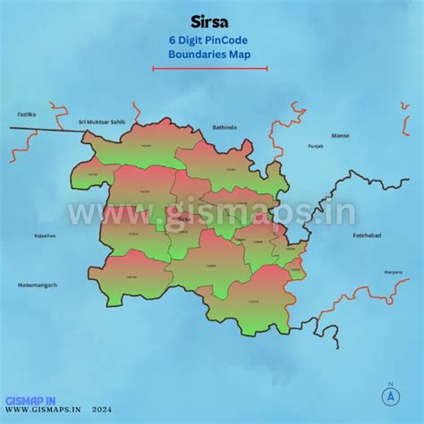 Sirsa PincodeNoundaries Map (Haryana)