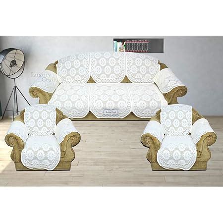 Kuber Industries Self Cotton 7 Piece 5 Seater Sofa Cover with Center ...