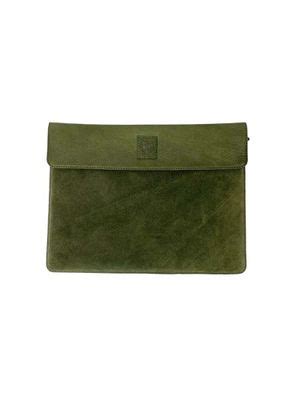 Buy ABELARDO DE MODA Green Solid Leather 14 Inch Laptop Sleeve Online