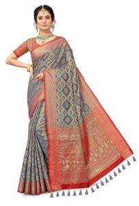 Buy sarify creation Woven Banarasi Silk Blend Grey Sarees Online @ Best ...
