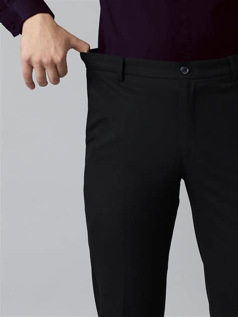 Home Flex Waist 4-Way Stretch Formal Trousers in Black- Slim Fit