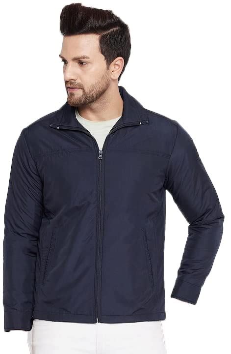 Buy INDOMX I Men Navy Blue Windcheater Bomber Jacket (L) at Amazon.in