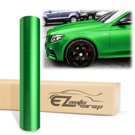 Buy EZAUTOWRAP Brushed Aluminum Green Car Vinyl Wrap Vehicle Sticker ...