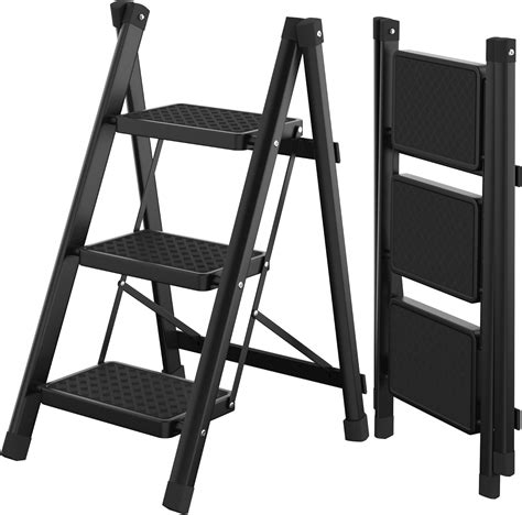 Hexwell Foldable 3-Step Ladder for Home -Heavy Duty Anti Skid Strong ...