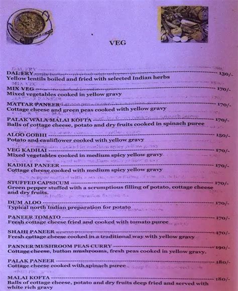 Menu at Spice Oven, Arpora