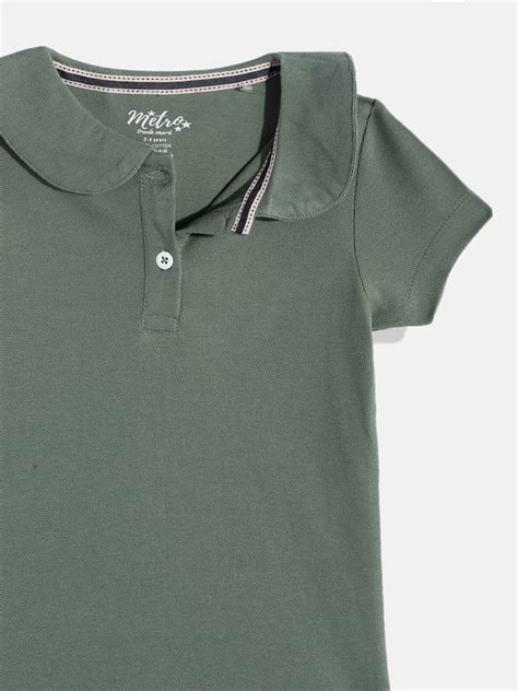 Girls Solid Polo Collar T-shirt