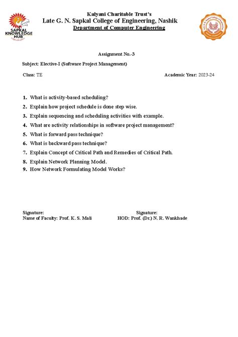 TE TOC Assignment no 3 - Kalyani Charitable Trust's Late G. N. SAPKAL ...