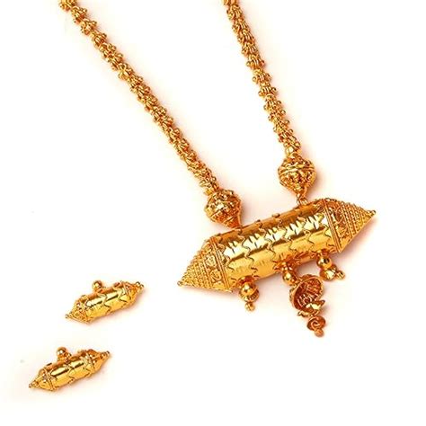 Buy ZENEME Jewellery Set Gold Plated Dholna Shape Mangalsutra Style ...