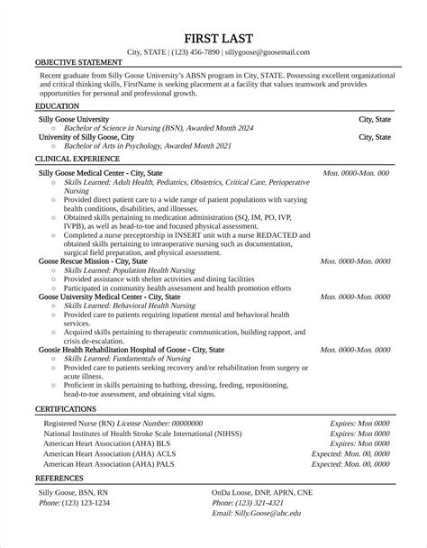 New Graduate Nursing Resume Samples New Grad Nurse Resume Template