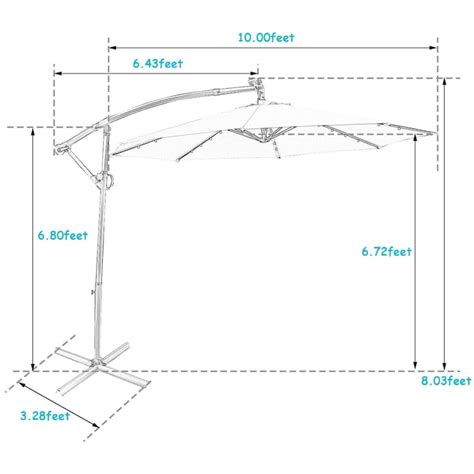 Clihome 10-ft Steel Blue Crank Cantilever Patio Umbrella with Lights ...